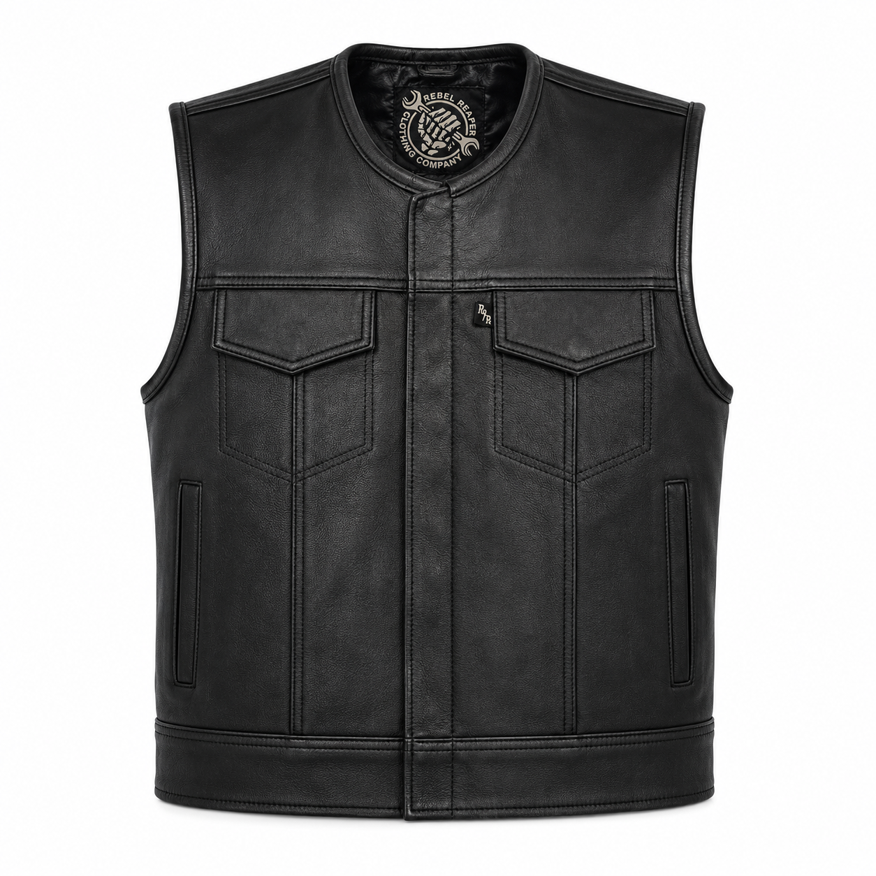 Muerte Black Leather Vest - Short Torso