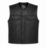 Muerte Black Leather Vest - Short Torso