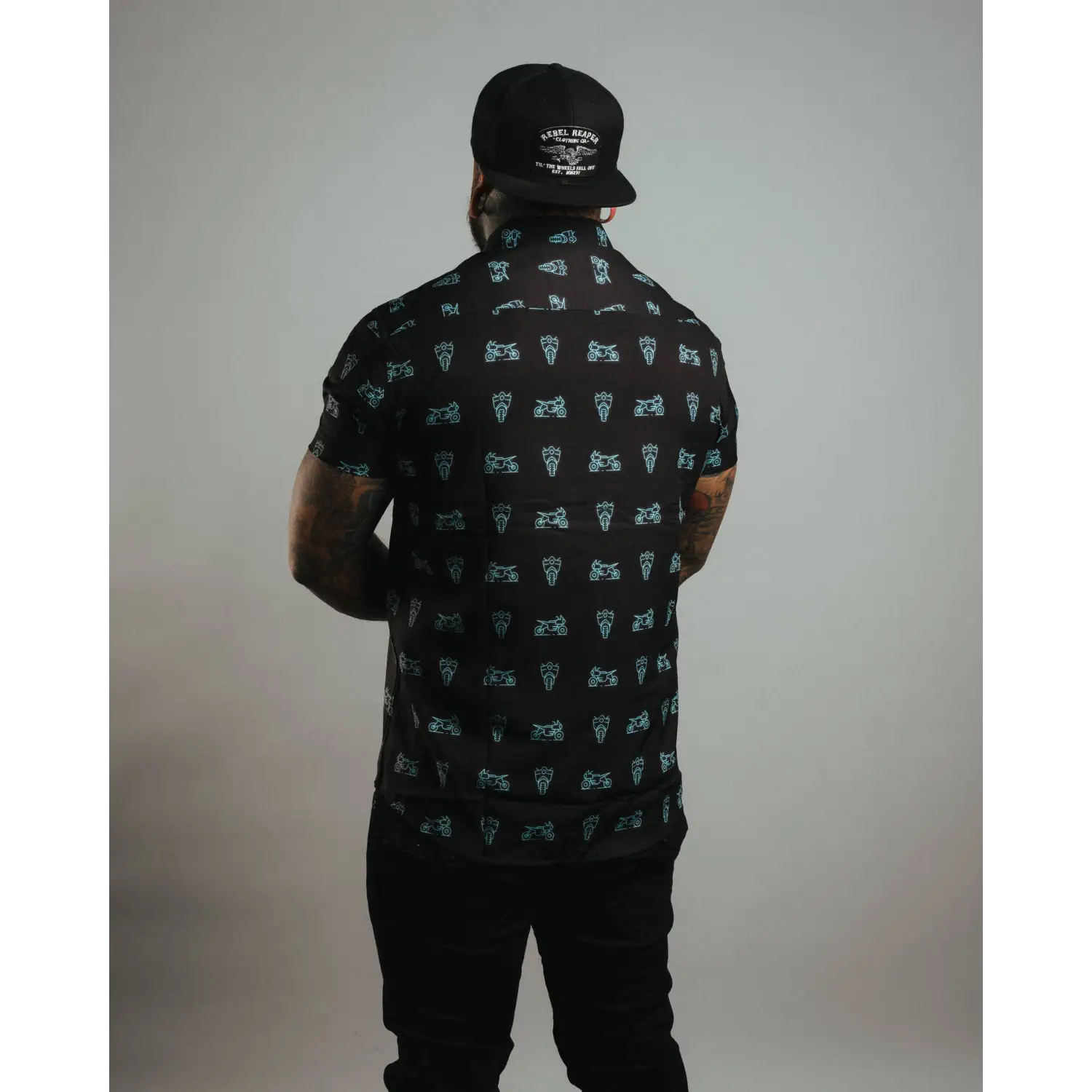 Neon Moto Short Sleeve Shirt - Blue & Black