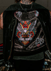 Back In Black Leather Vest - Collared