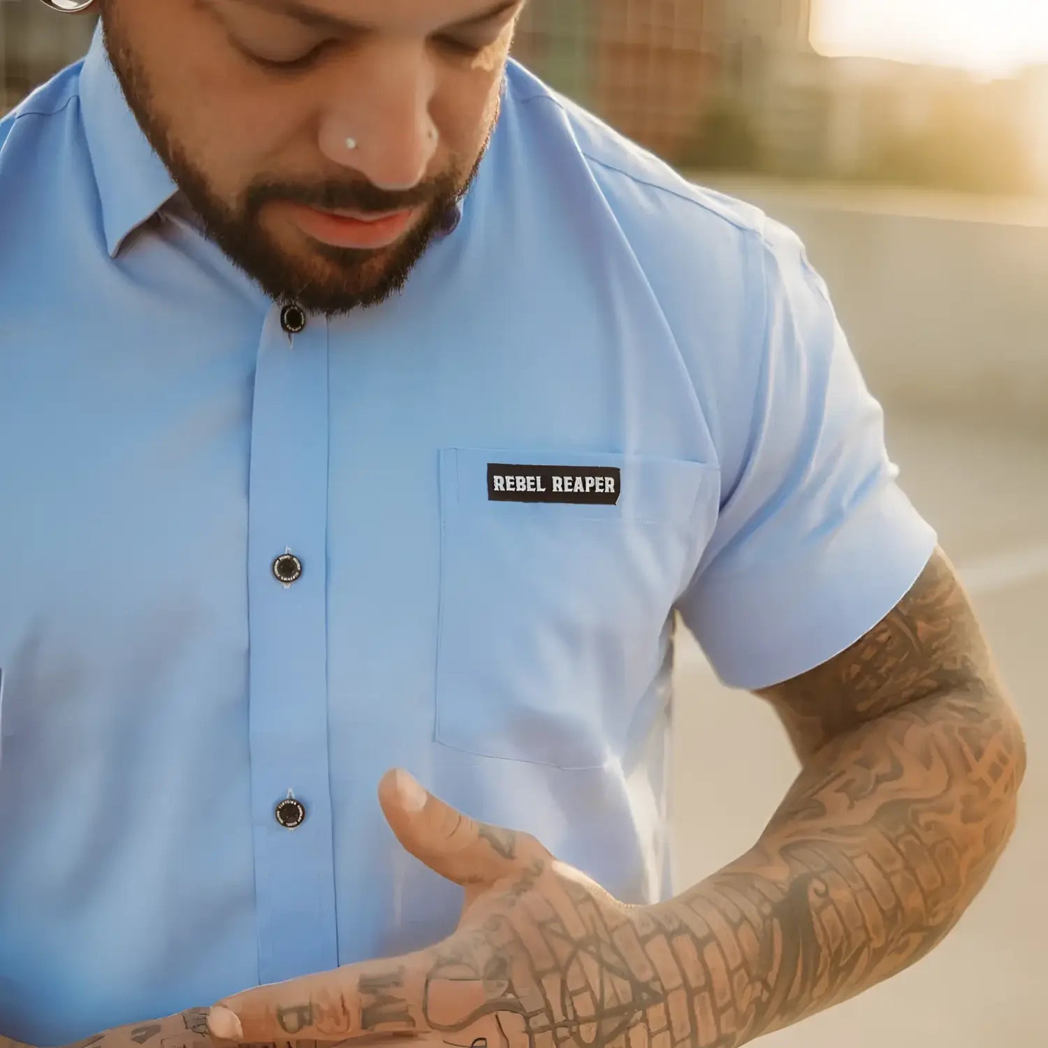 Bamboo Short Sleeve Shirt - Light Blue