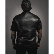 Eastwood Black Leather Vest - Collarless