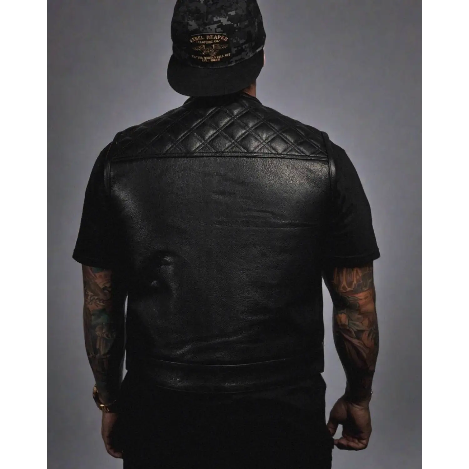 Back In Black Leather Vest (Short Torso)
