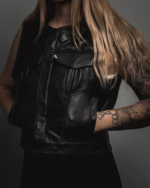 Back In Black Women's Leather Vest