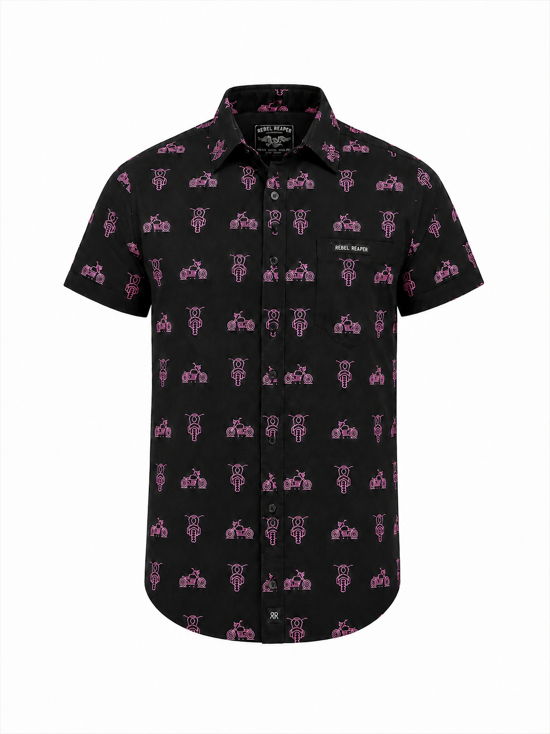 Neon Moto Short Sleeve Shirt - Pink & Black