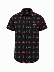 Neon Moto Short Sleeve Shirt - Pink & Black