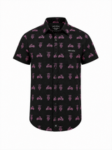 Neon Moto Short Sleeve Shirt - Pink & Black