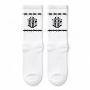White Barb Wire Crew Socks