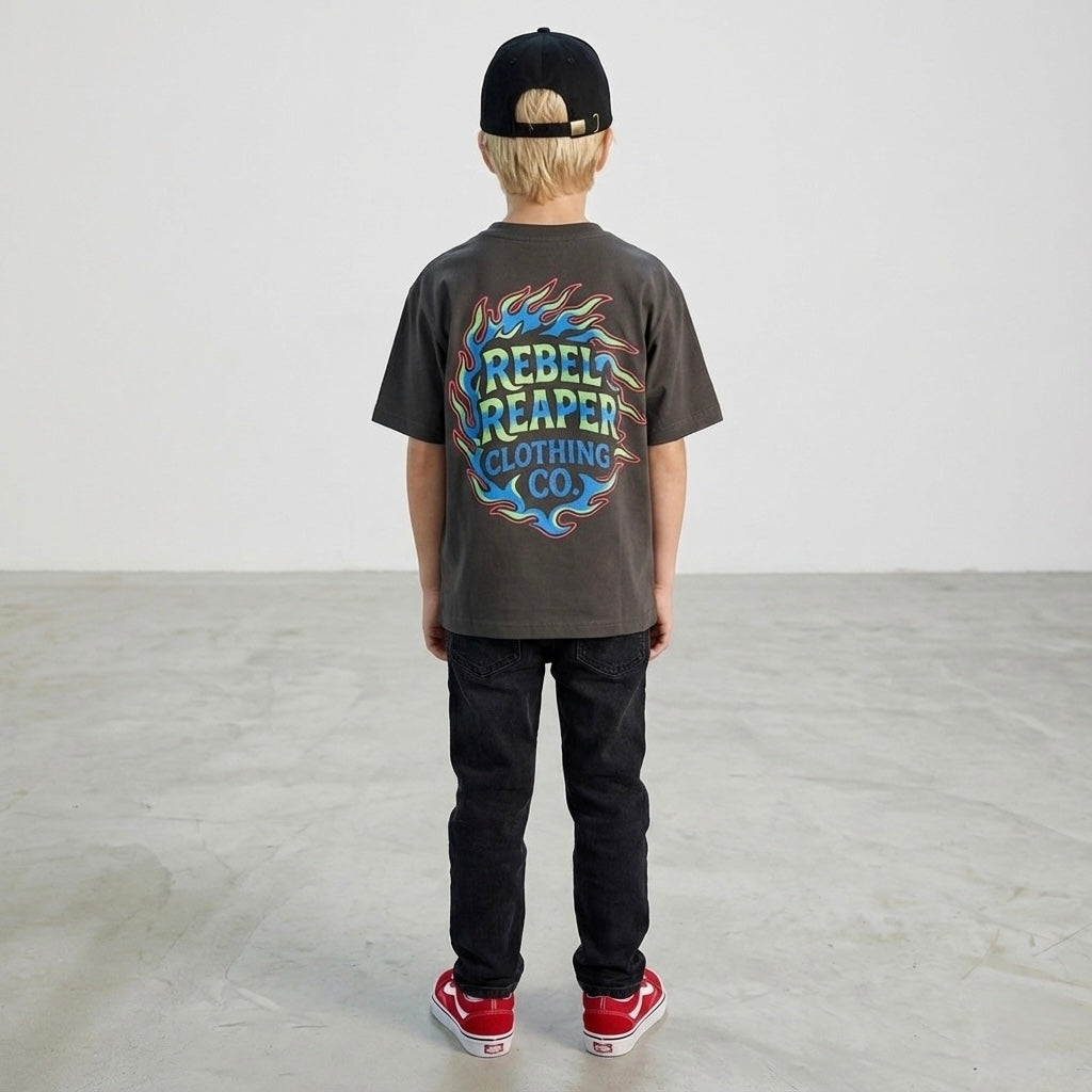 Kids Tee Flames - Dark Grey