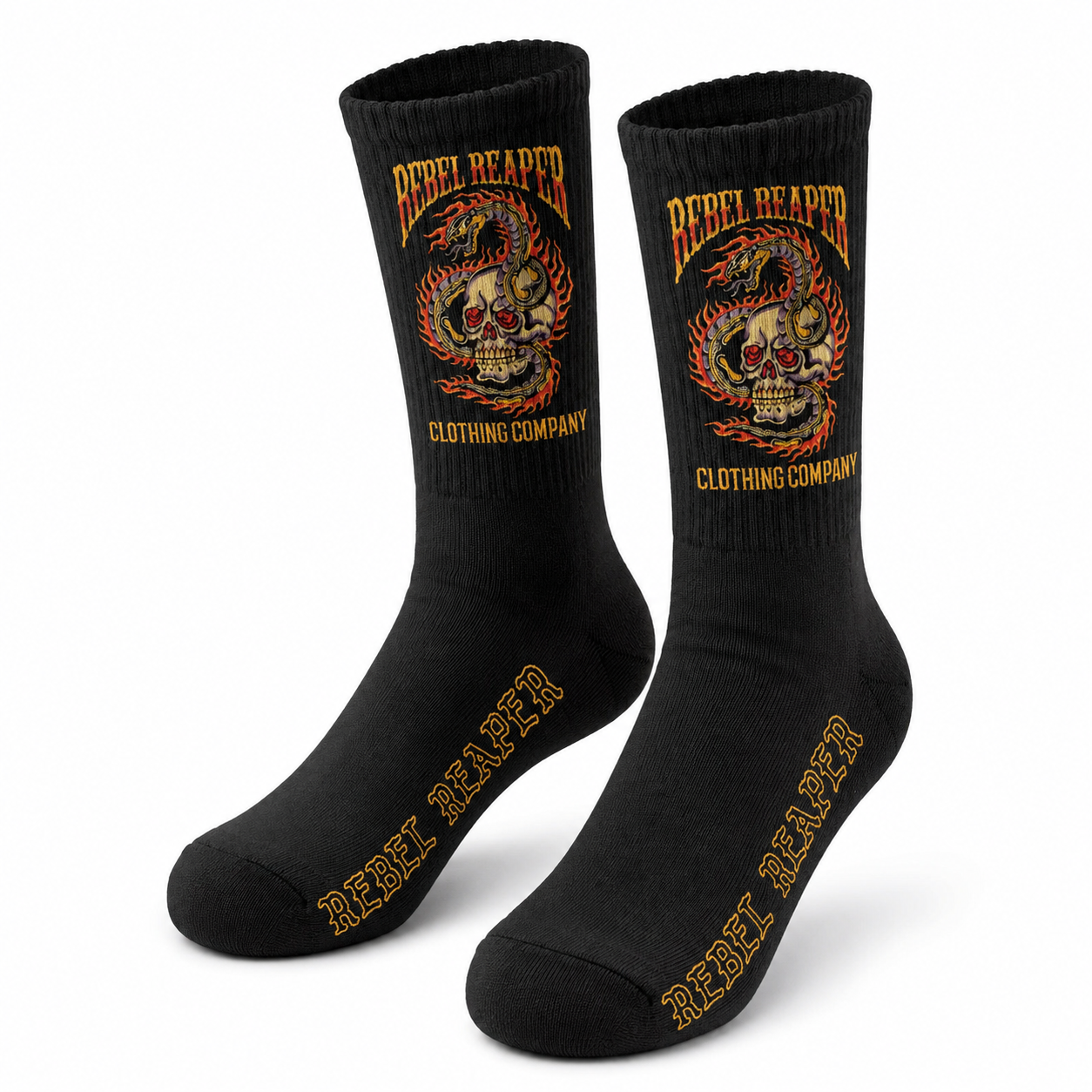 Black Serpent Skull Crew Socks