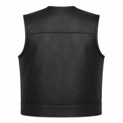 Muerte Black Leather Vest - Short Torso