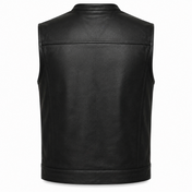 Eastwood Black Leather Vest - Collared