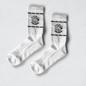 White Barb Wire Crew Socks