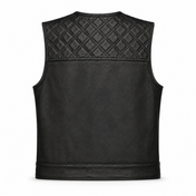 Back In Black Leather Vest - Collarless