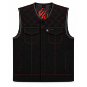 Hellfire Black Denim Vest - Standard Length