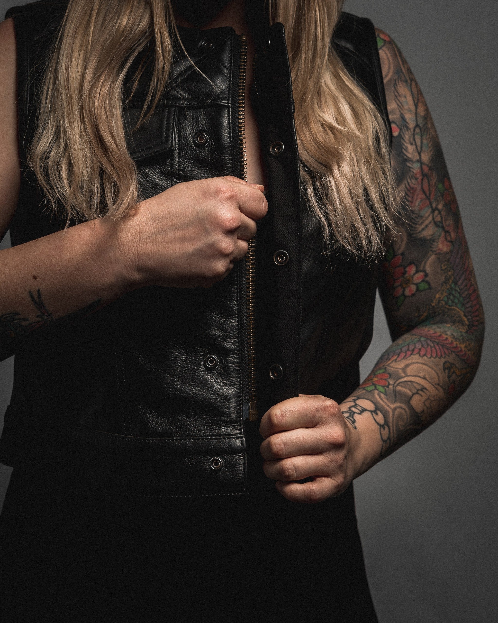 Back In Black Women's Leather Vest
