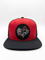 Panther Badge - Red/Black Perforated Snapback Hat
