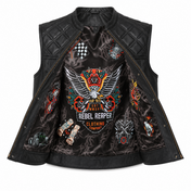 Back In Black Leather Vest - Collared