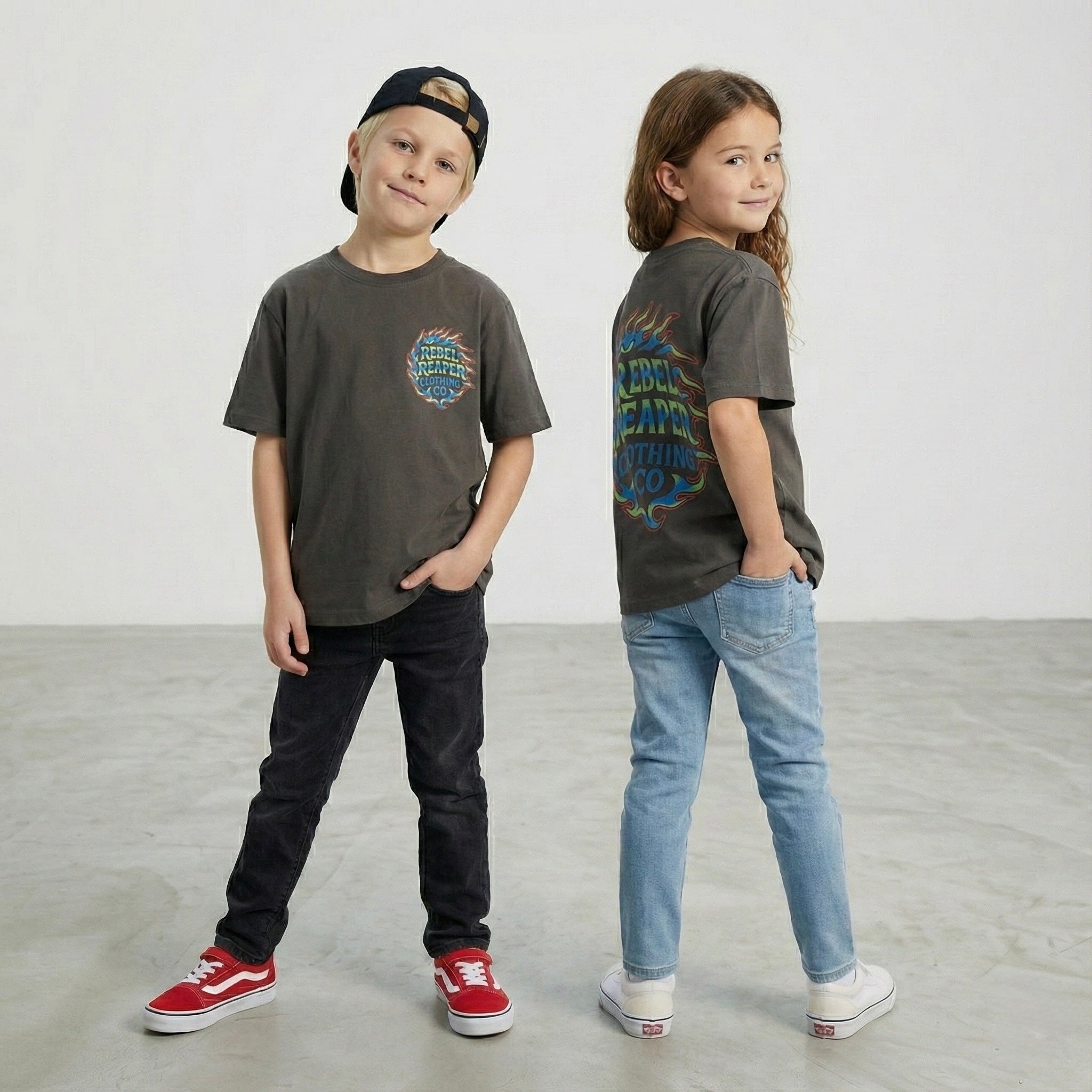 Kids Tee Flames - Dark Grey