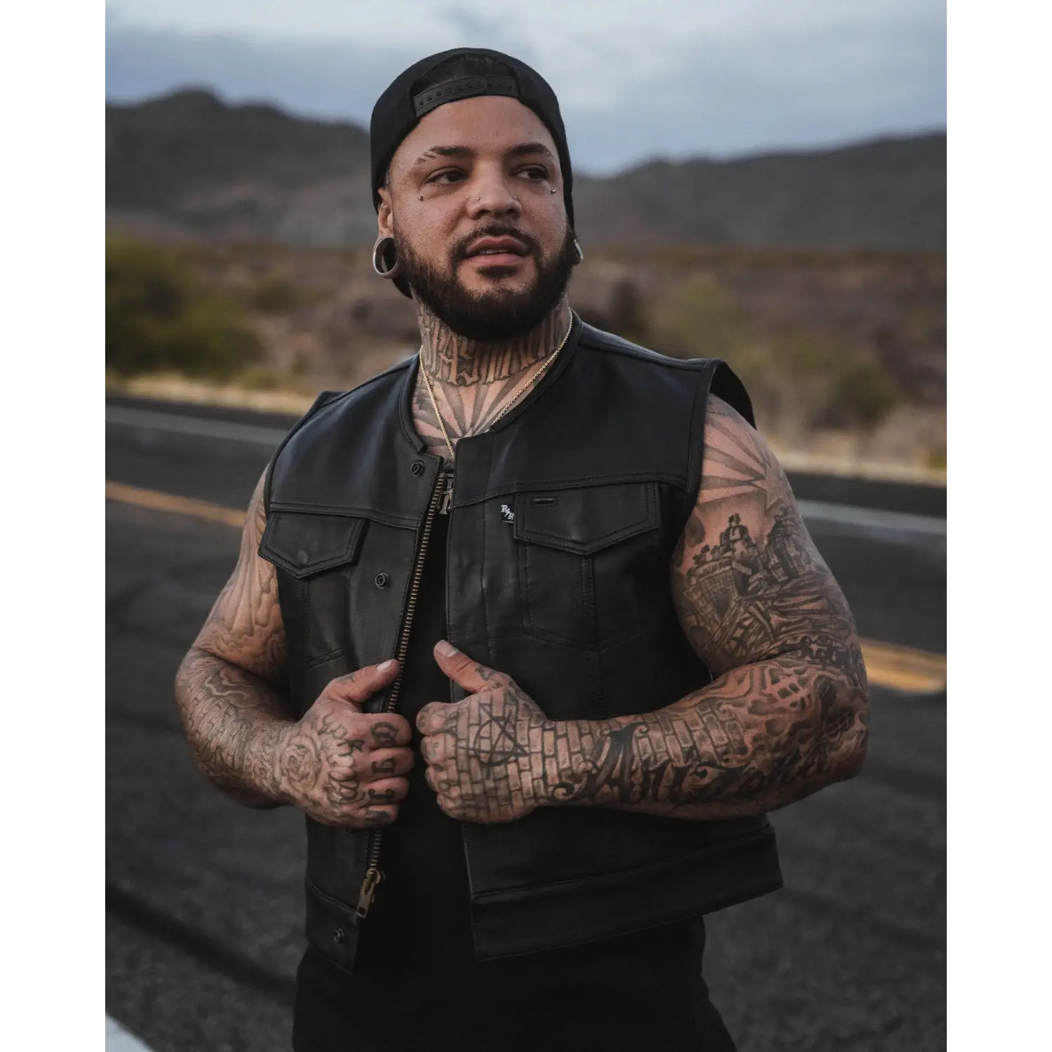 Muerte Black Leather Vest (Short Torso)