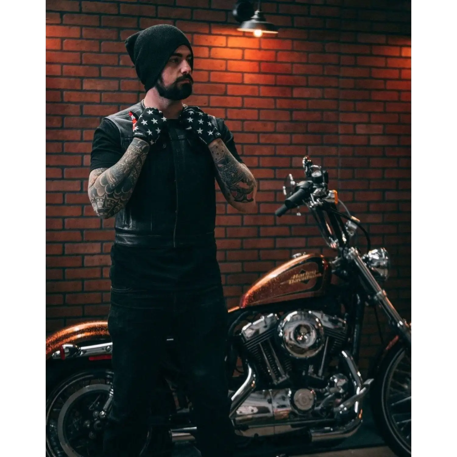 Muerte Black Leather Vest (Short Torso)