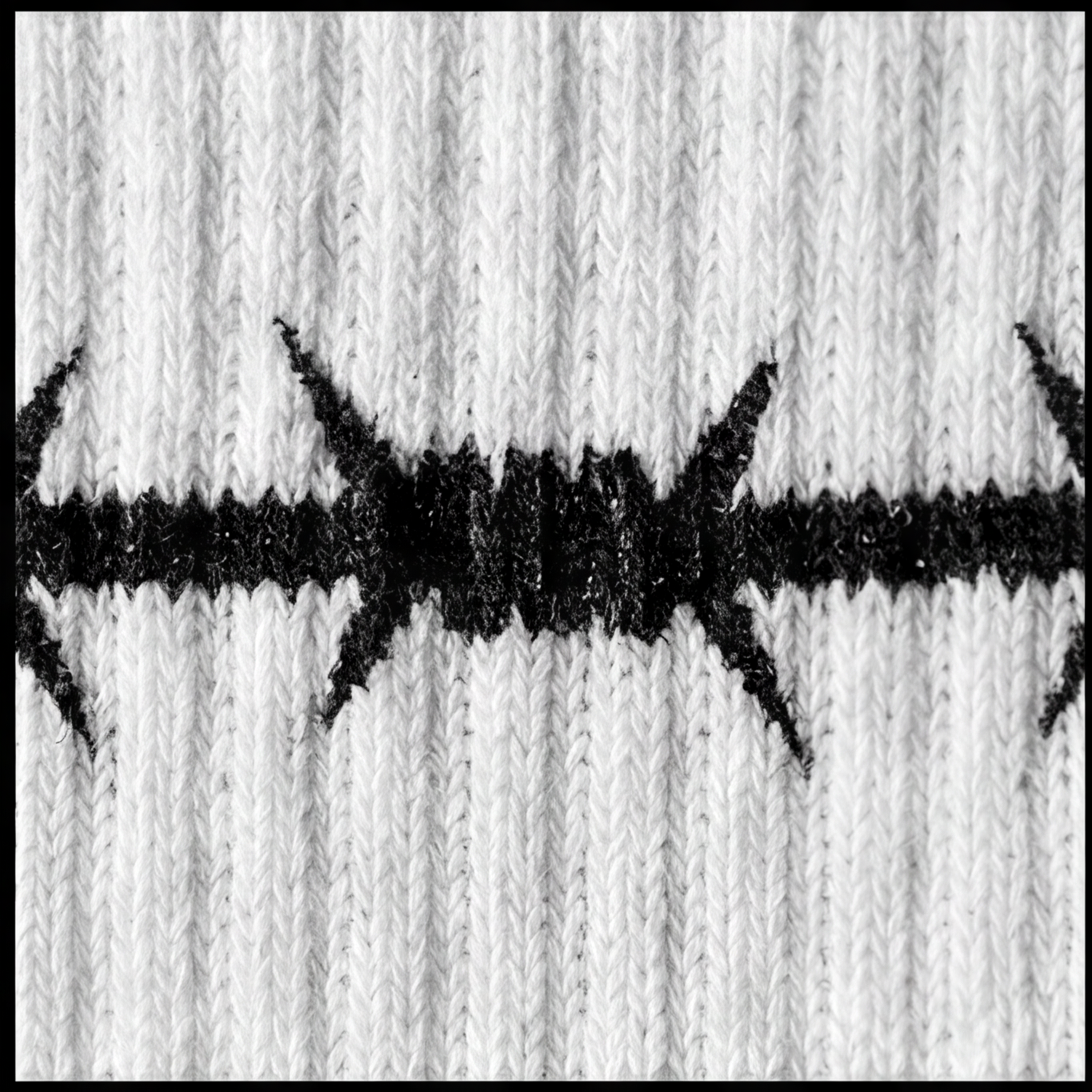 White Barb Wire Crew Socks