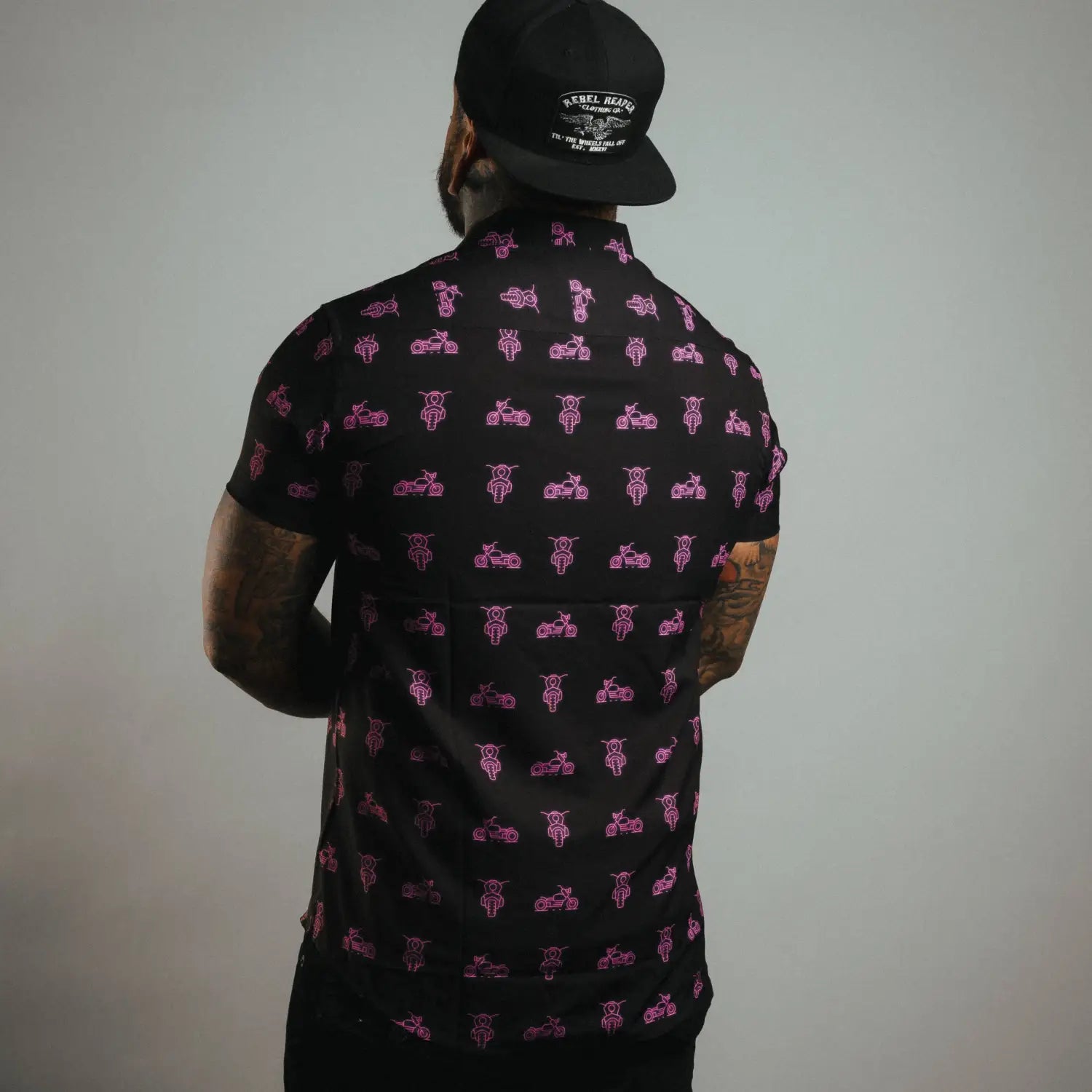 Neon Moto Short Sleeve Shirt - Pink & Black