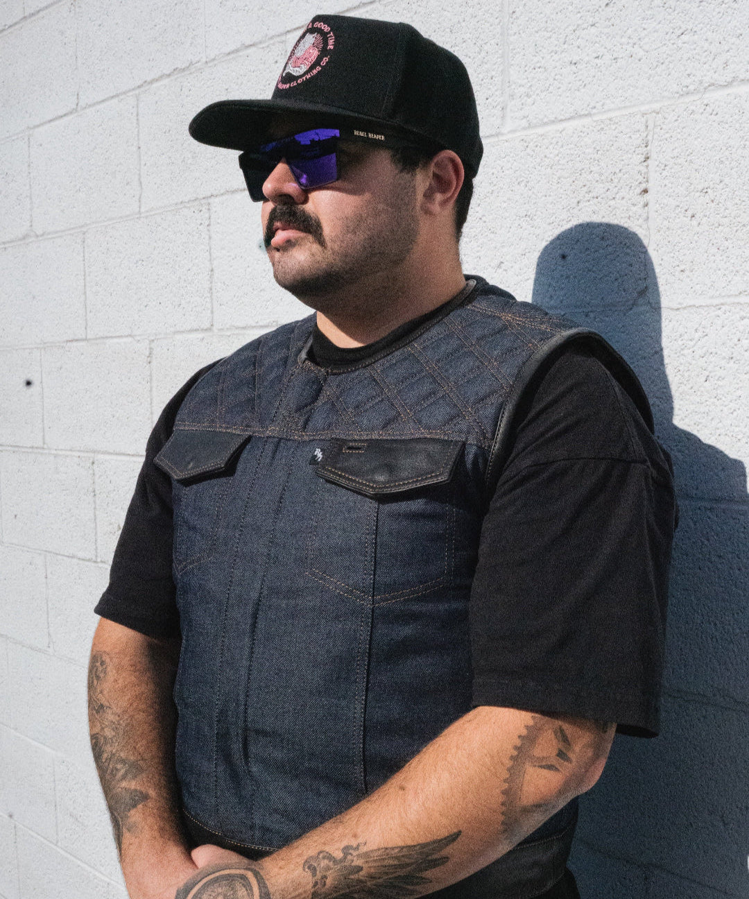 The Reapers Revenge Indigo Blue Denim Vest | Standard Length