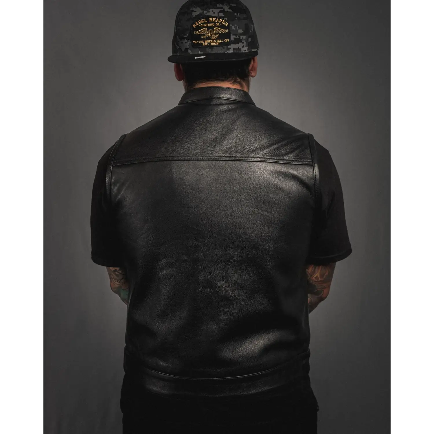 Eastwood Black Leather Vest - Collared