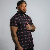 Neon Moto Short Sleeve Shirt - Pink & Black