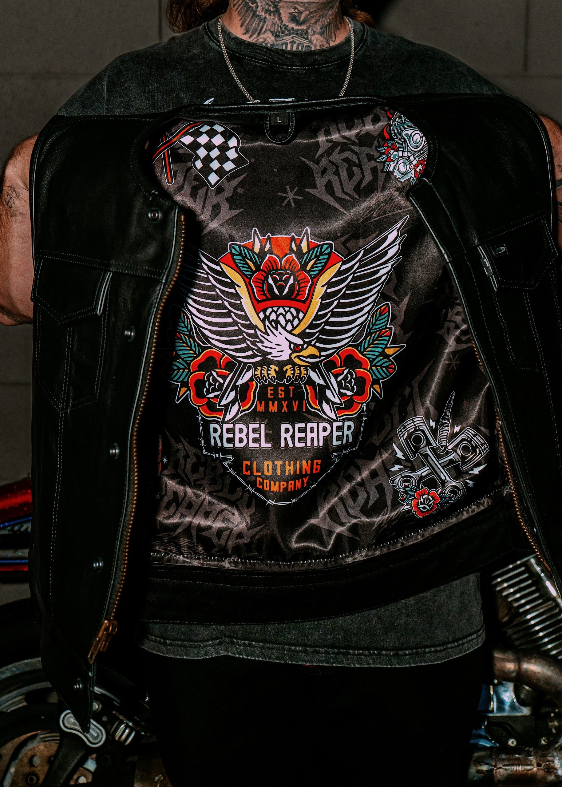 Back In Black Leather Vest - Collarless