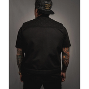 The Menace Black Canvas Vest | Collarless | Standard Length
