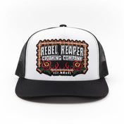 Tattoo Badge Hat - White / Black (Black Mesh)