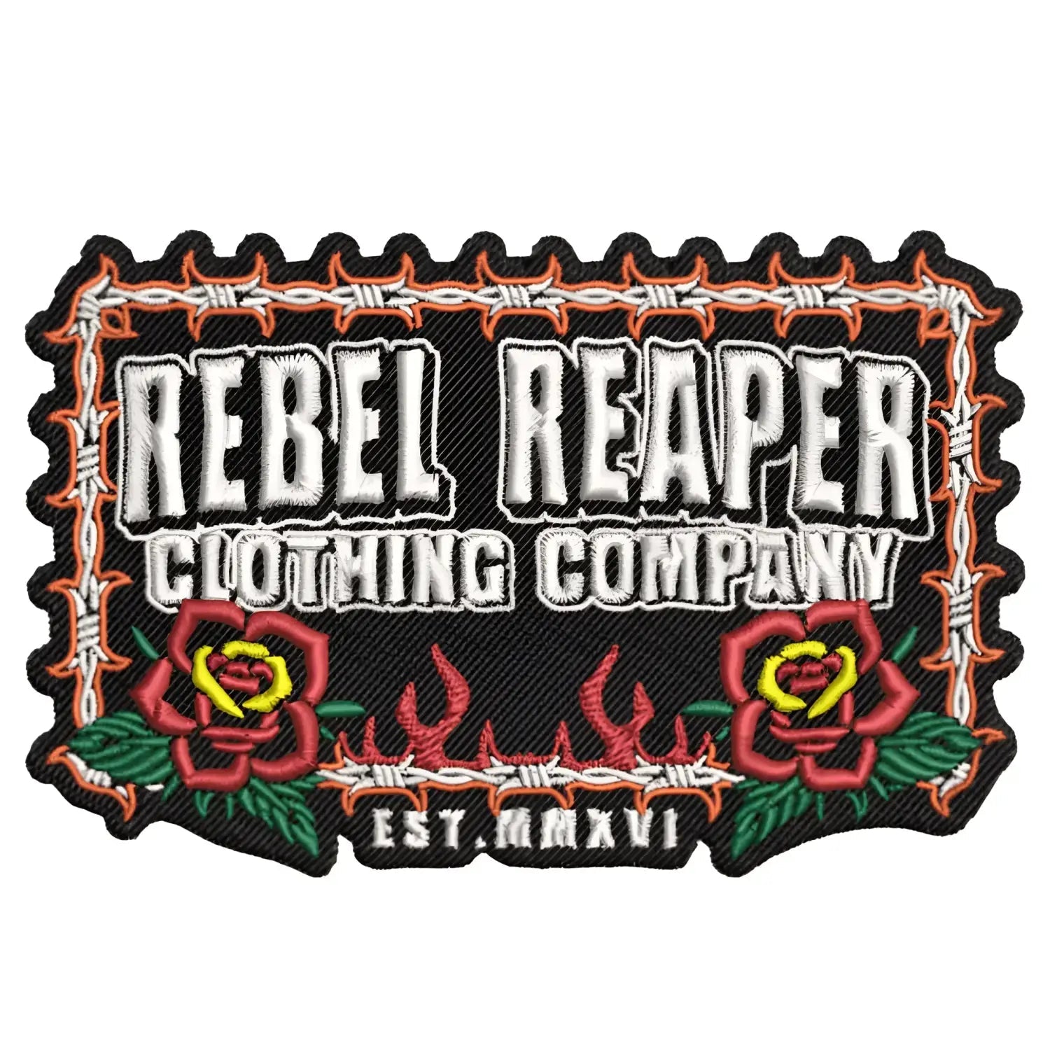 Barb Wire Roses Embroidered Patch