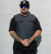 The Reapers Revenge Indigo Blue Denim Vest | Short Torso
