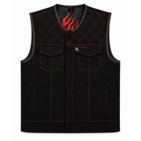 Hellfire Black Denim Vest - Standard Length
