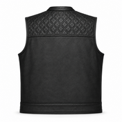 Back In Black Leather Vest - Collared