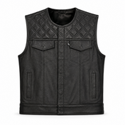 Back In Black Leather Vest - Short Torso