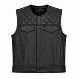 Back In Black Leather Vest - Short Torso