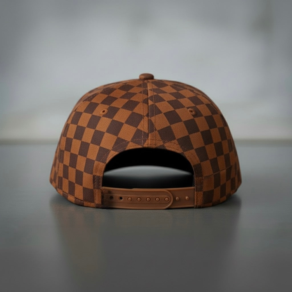 Logo - Rust Brown 2-Tone Checkered Snapback Hat
