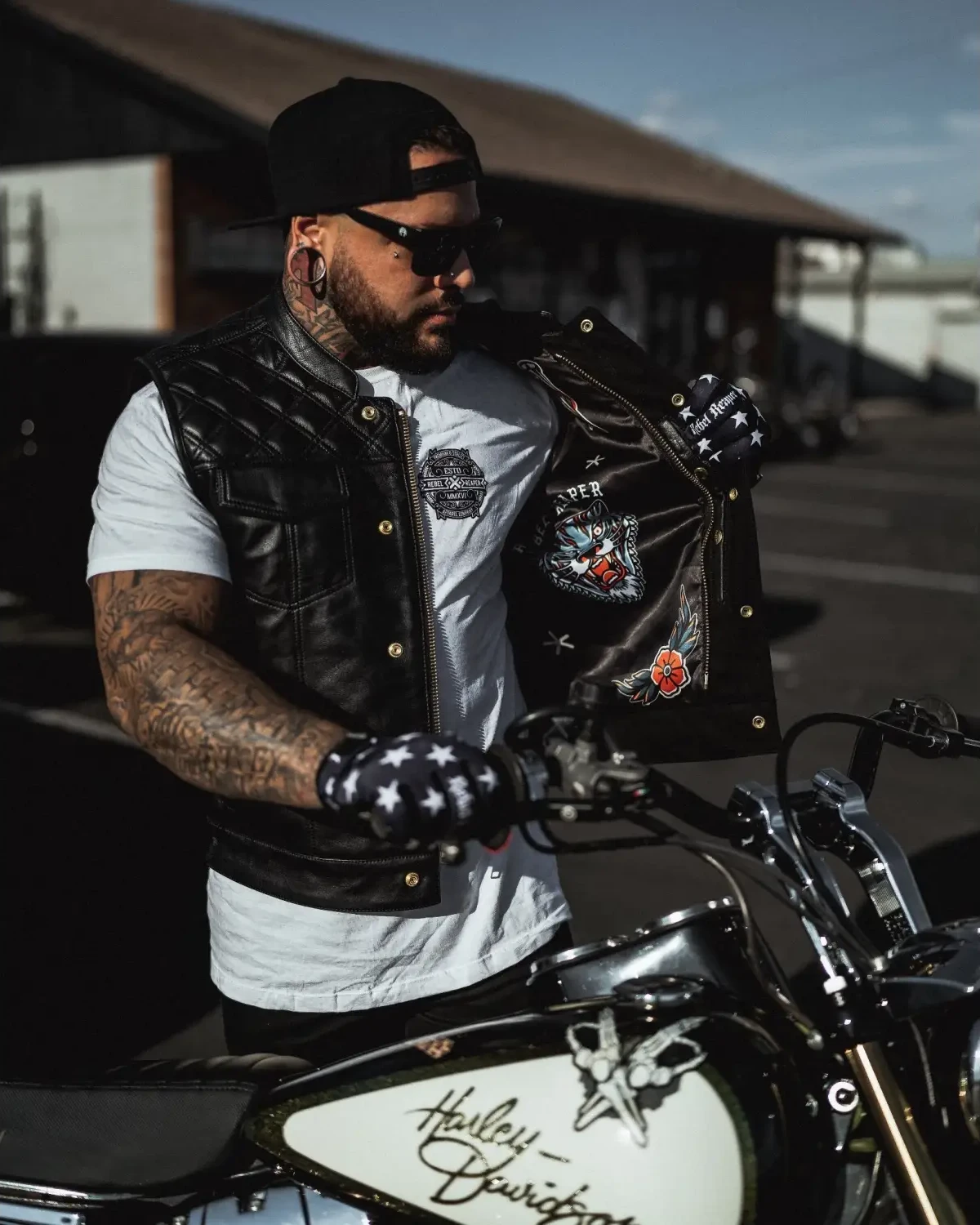 Back In Black Leather Vest - Collared