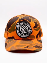 Wrench Logo - Orange Camo Snapback Hat