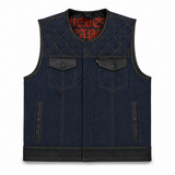 Reapers Revenge Blue Denim Vest - Short Torso
