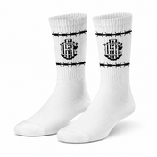 White Barb Wire Crew Socks