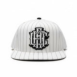 Pinstripe Monogram - White / Black Stripes Snapback Hat