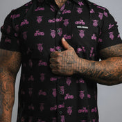 Neon Moto Short Sleeve Shirt - Pink & Black