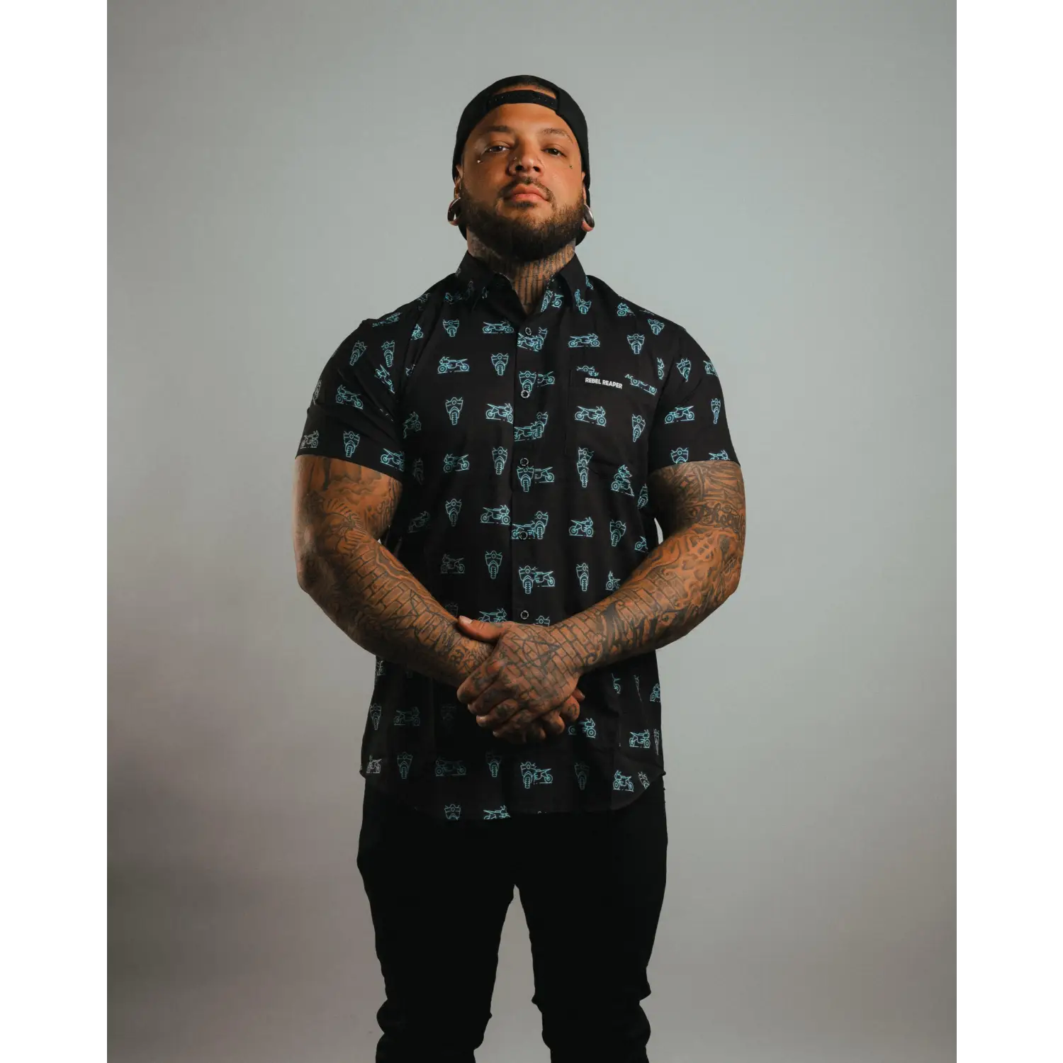 Neon Moto Short Sleeve Shirt - Blue & Black
