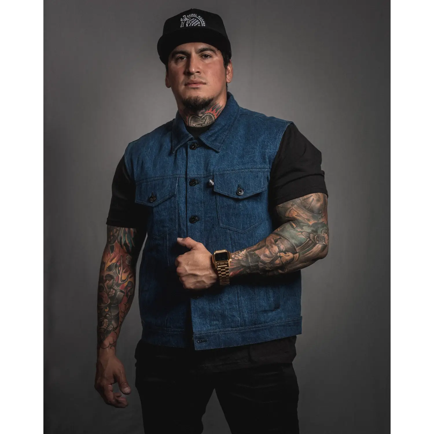 The Burke Vest Washed Blue Denim Vest