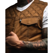 The CREAM Tan Canvas Vest - Collarless