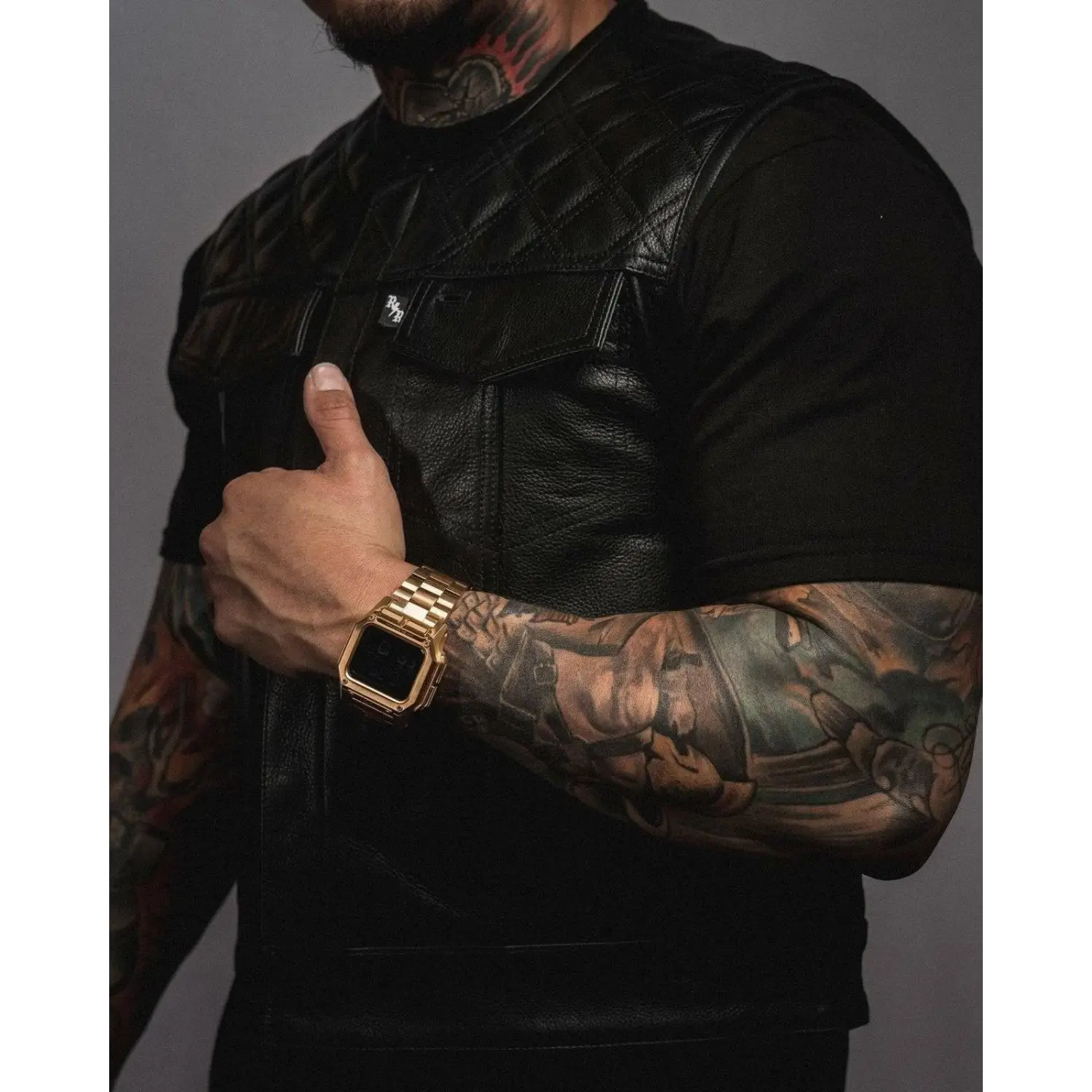 Back In Black Leather Vest (Short Torso)